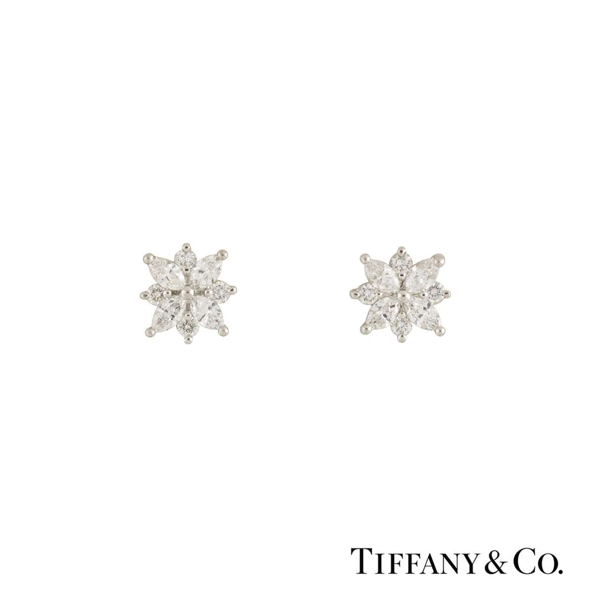 Tiffany & Co. Platinum Victoria Cluster Earrings | Rich Diamonds